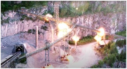 The explosives in action at Croft Quarry