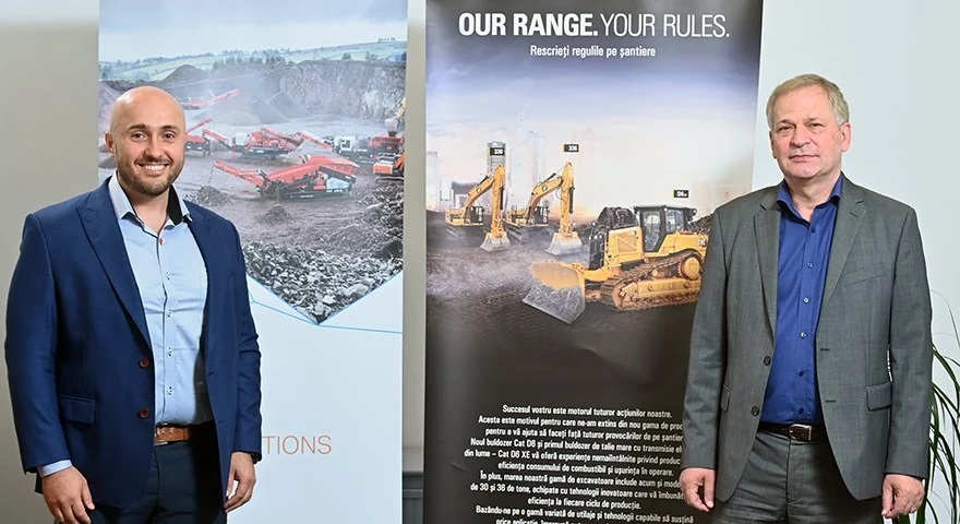  Cristian Rusu (left) of Sandvik Crushers and Screens with Liviu Neagu of BM Romania