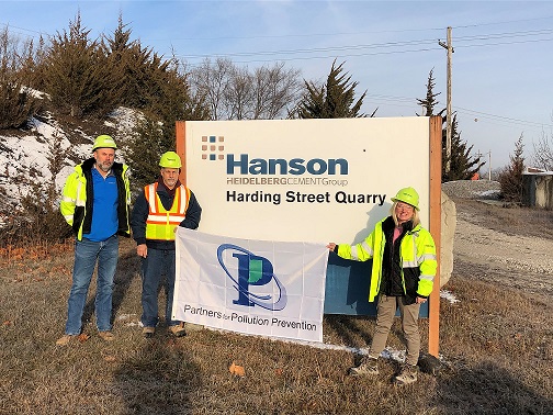 Left to right - Randy Jones, plant manager; Jeff Pollick, area environmental manager; Wendy Krause, midwest director environment and sustainability (credit: IDEM)