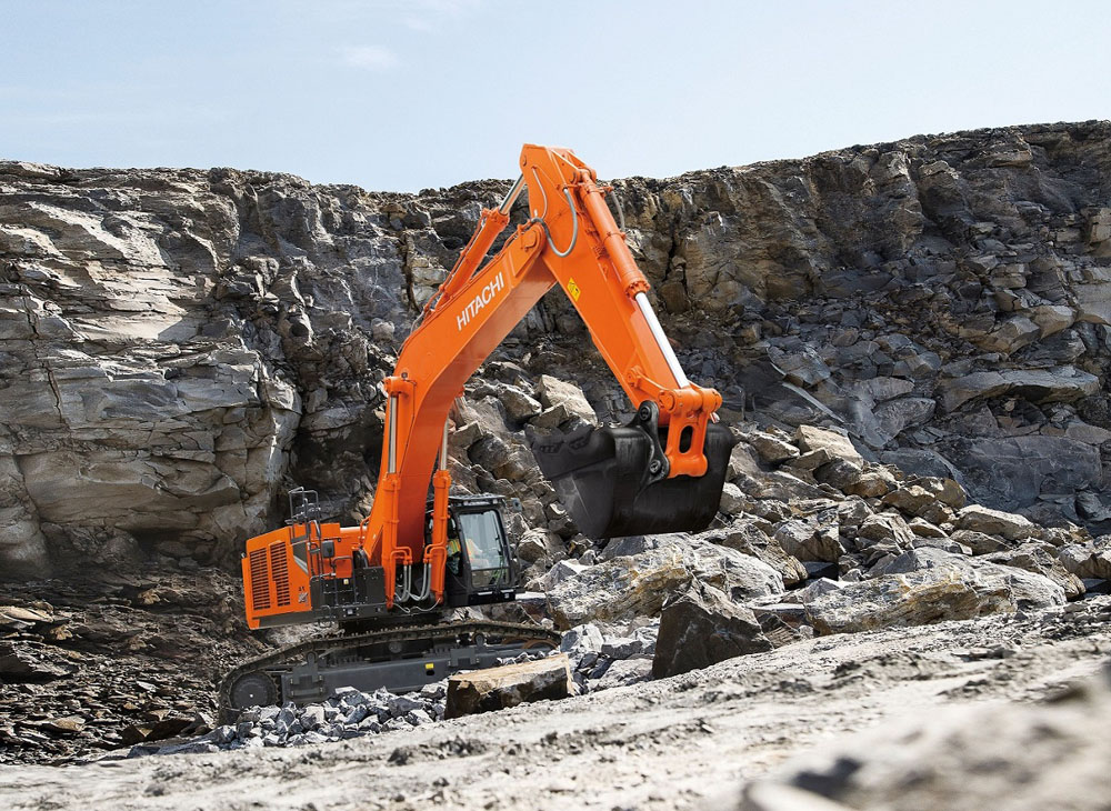 A Hitachi ZX690-7 crawler excavator at work in a quarry