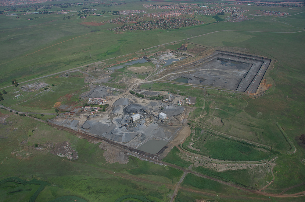 An aerial view of the Rooikraal Quarry pit