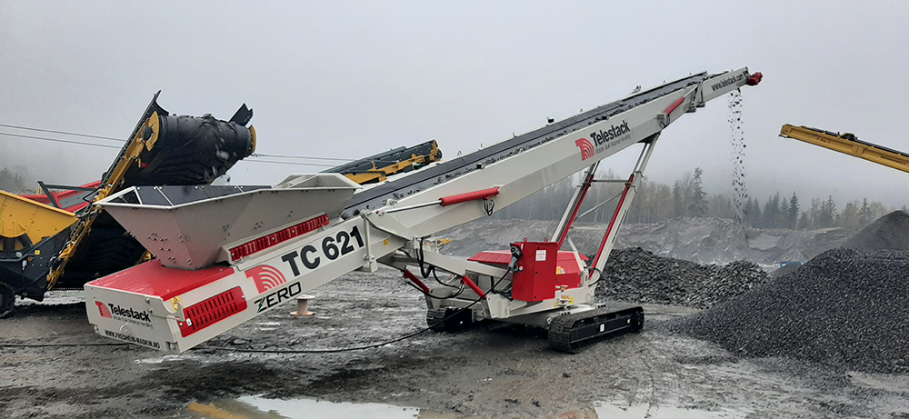 A Telestack TC 621 Revolution tracked conveyor, part of the new Zero series range