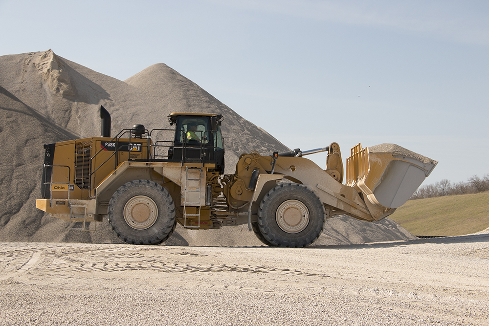 A Cat 988K wheeled loader at work on a MENA quarrying site