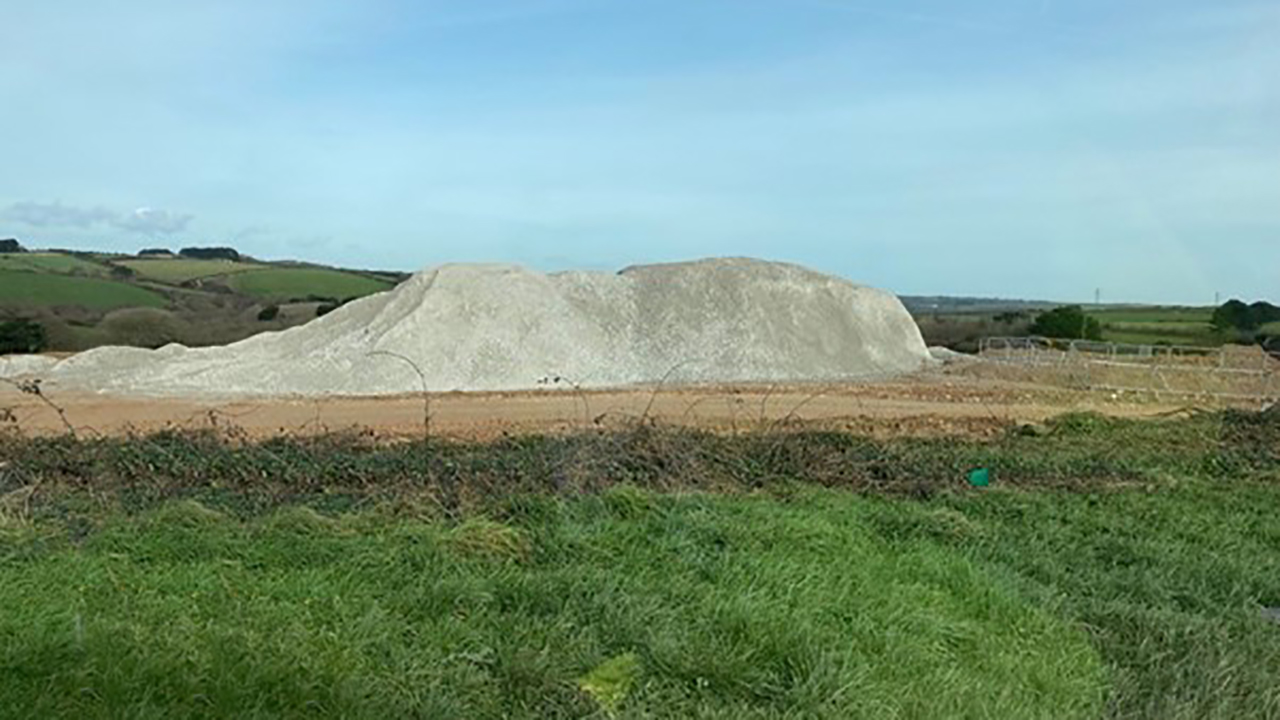 Stent, a by-product of local china clay production, is being used in the major A30 road upgrade. Image: Costain