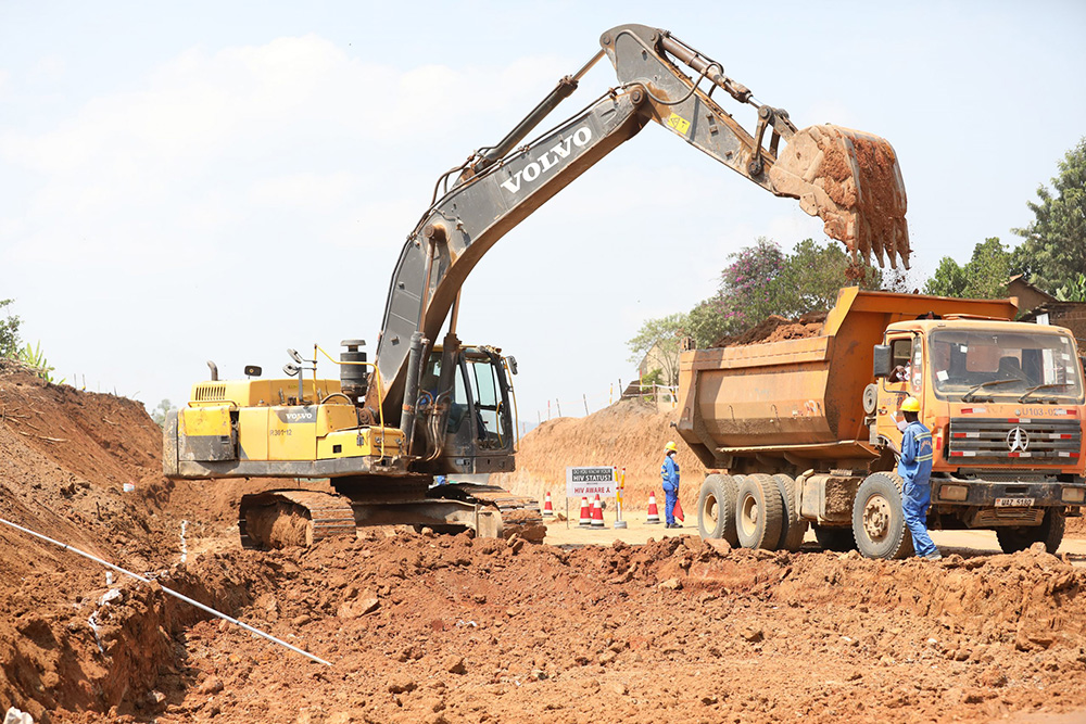 A road construction  site in Uganda where a  new regulatory regime on  industrial explosives for quarries is expected soon. Pic: Uganda National Roads Authority (UNRA)