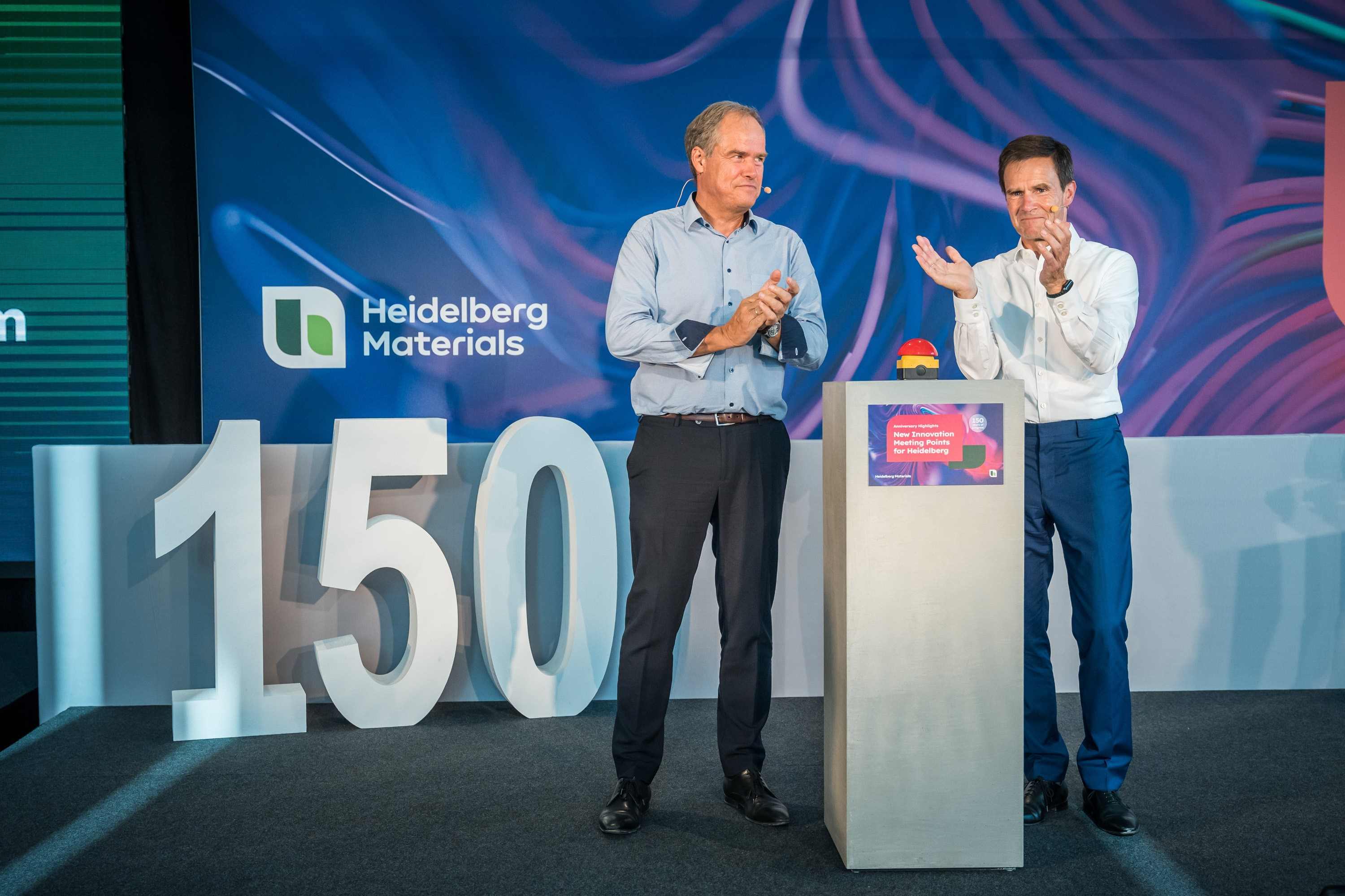 Heidelberg Materials CEO Dominik von Achten (right) at the 150th anniversary celebration. Image: © Philipp Reimer