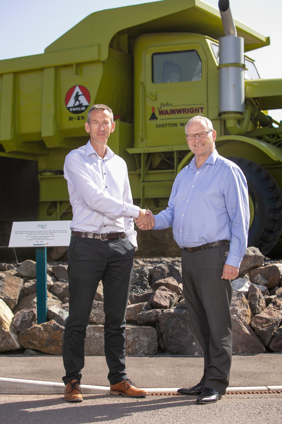 Peter Barkwill (right) with his successor as Wainwright CEO Tom Longland