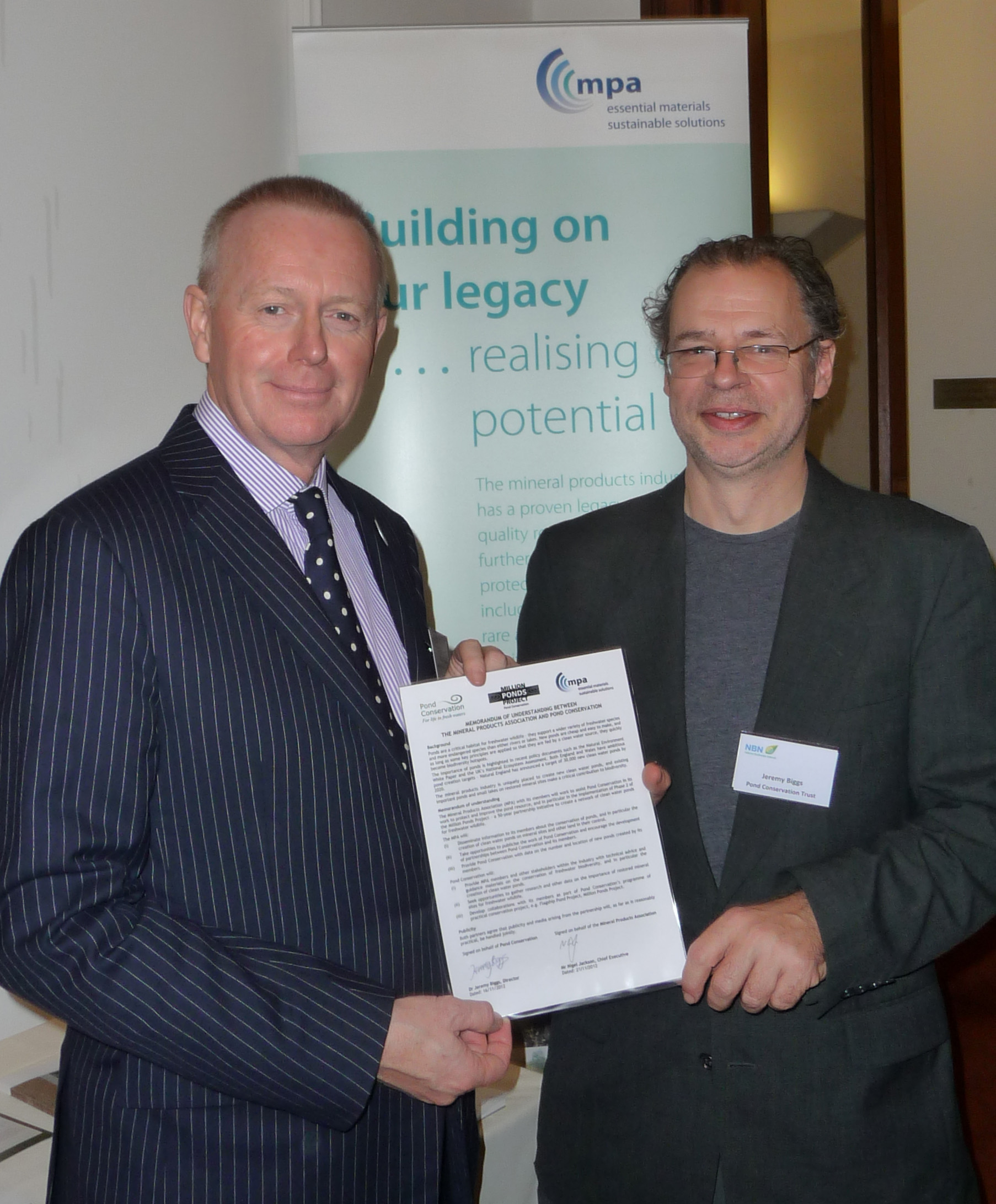 Nigel Jackson and Jeremy Biggs after signing a Memorandum of Understanding