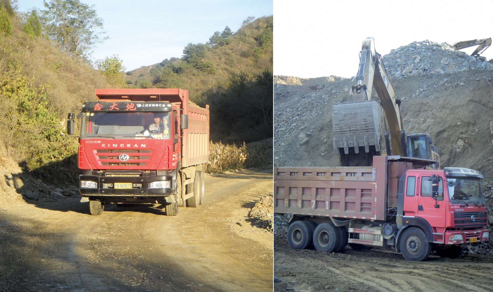 highway truck and excavator