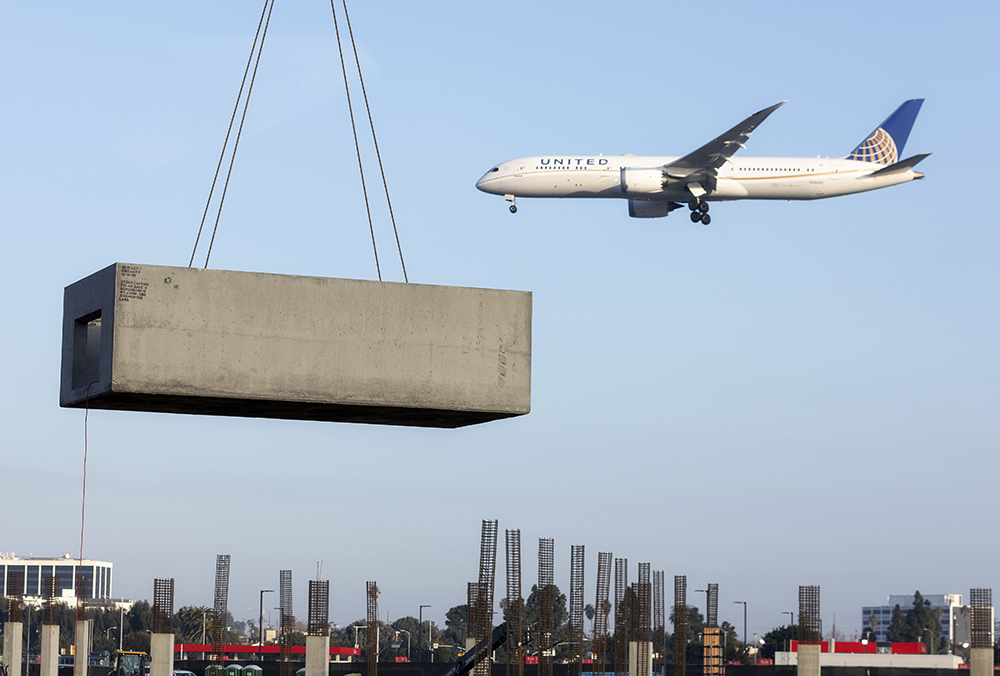 CRH company Oldcastle Infrastructure’s StormCapture rainwater detention system being installed at Los Angeles International Airport (LAX). The system is capable of capturing, cleaning and infiltrating 24 million gallons of stormwater every 24 hours. Pic: CRH