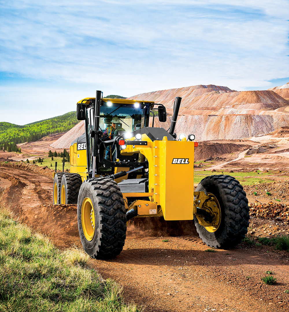 Bell motor graders have a blade float function that allows the operator to position the blade to just grade the surface.