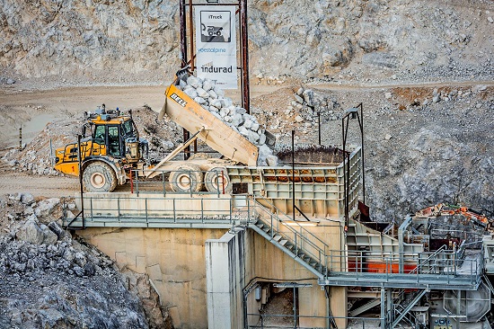 Bell autonomous hauler in action at a quarry