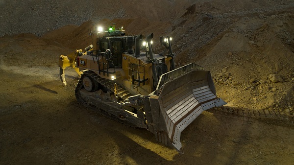 Cat D10 dozer at night