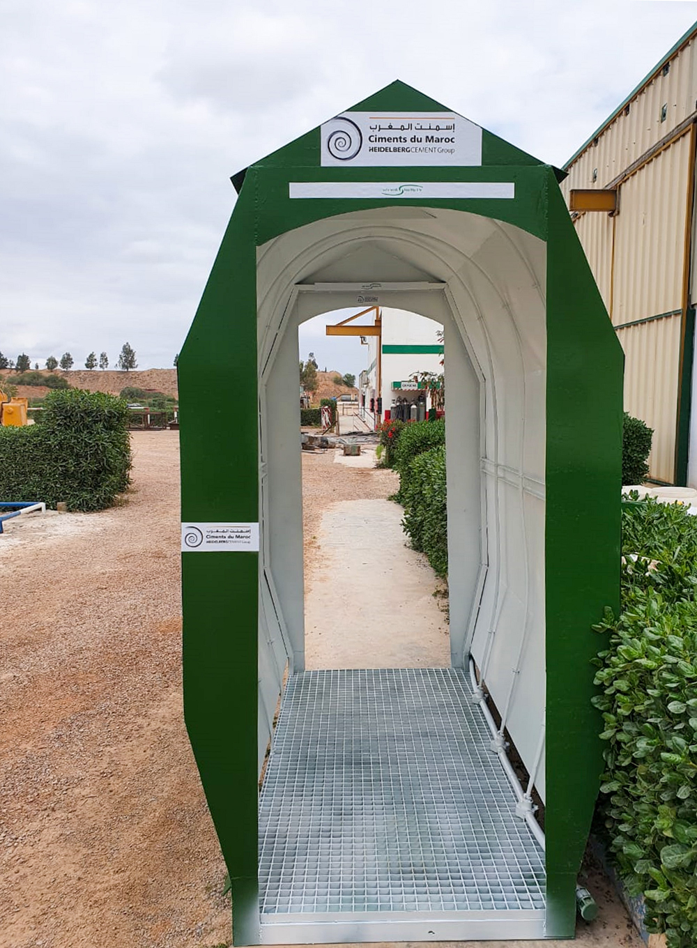 A disinfection tunnel at a Ciments du Maroc quarry