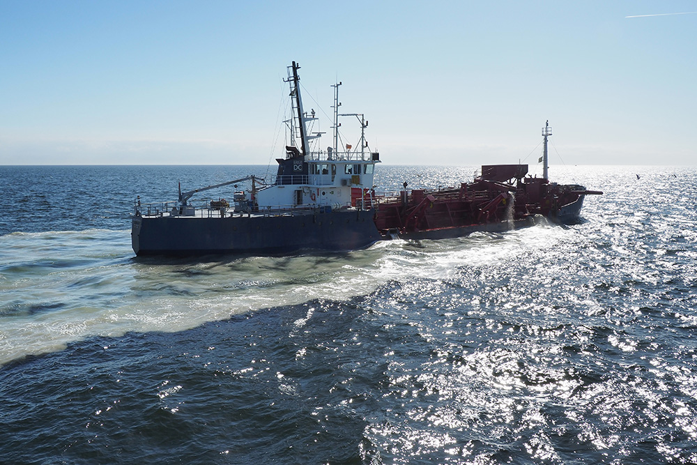 A dredger in the Belgian part of the North Sea