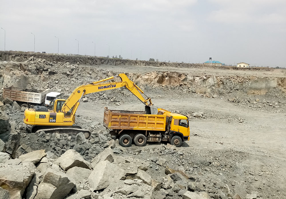 Construction bricks ready for the market at Sirikwa quarry in Kenya; Pic: Shem Oirere