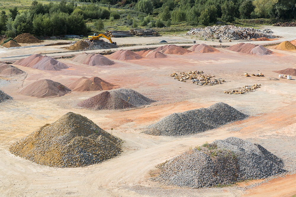 Alain Boisselon and his UNICEM staff team represent 1,735 member companies which are the first link in the French construction and public works chain. Pictured is a stockyard of sands, pebbles and aggregates near Le Havre, France