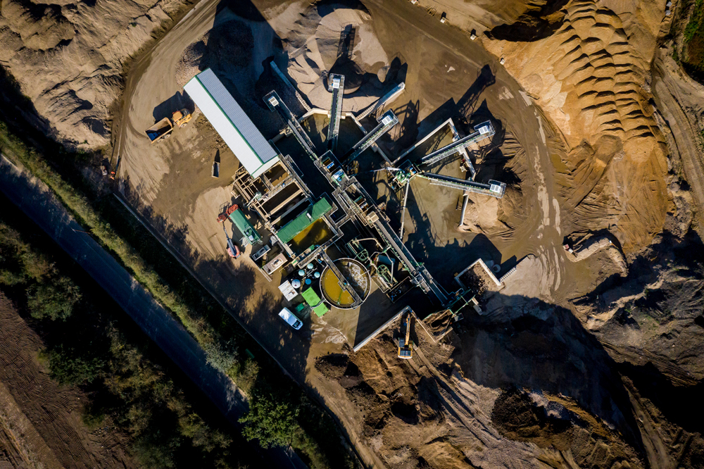 A view from above of SRC Aggregates’ new 135tph CDE C&D waste recycling plant