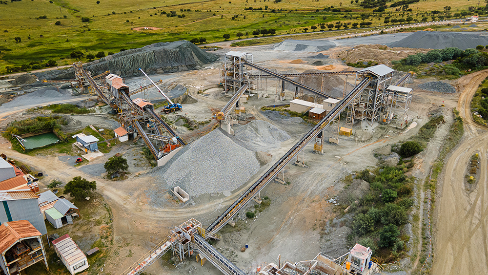 An aerial view of the processing plant. 