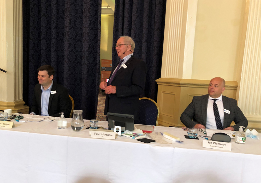 Peter Huxtable, BAA secretary (centre), introducing High Peak MP Robert Largan (pictured left) at the start of the BAA AGM. Pictured right is Ric Clemmey, MD of Smiths Bletchington