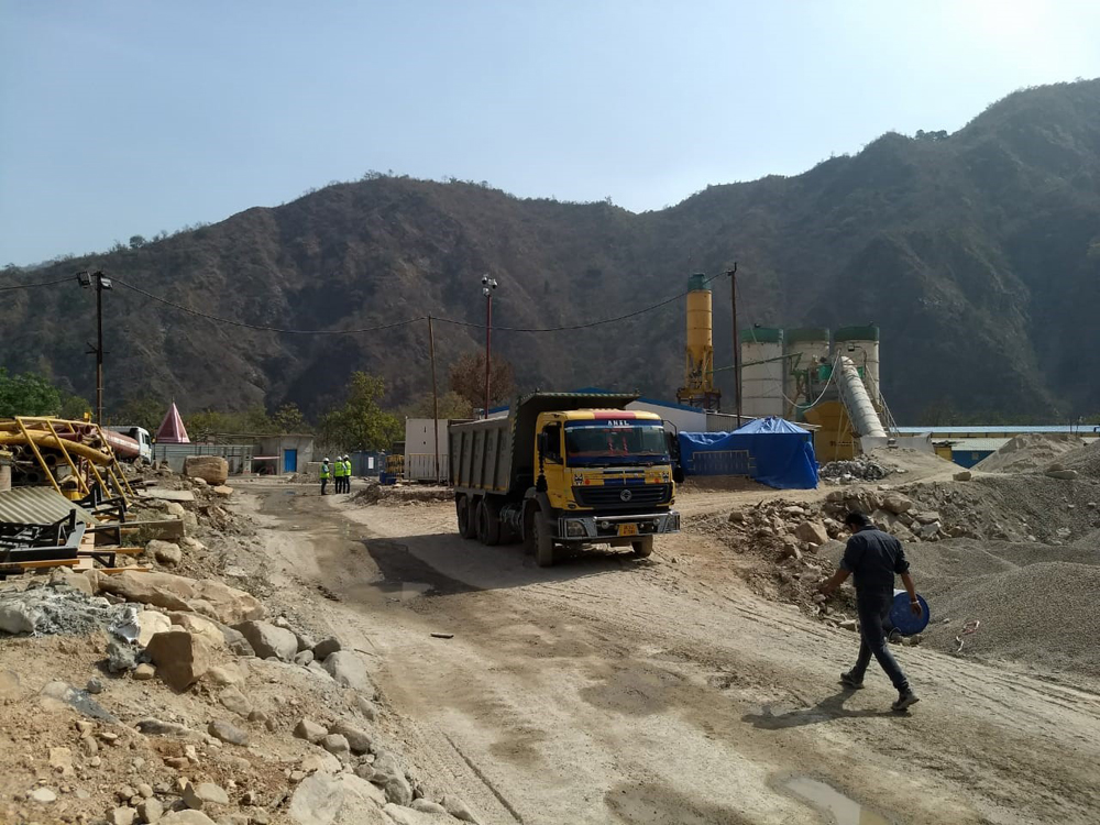 A rigid dump track at the Rishikesh-Karnaprayag 125km railway line project in Uttarakhand 