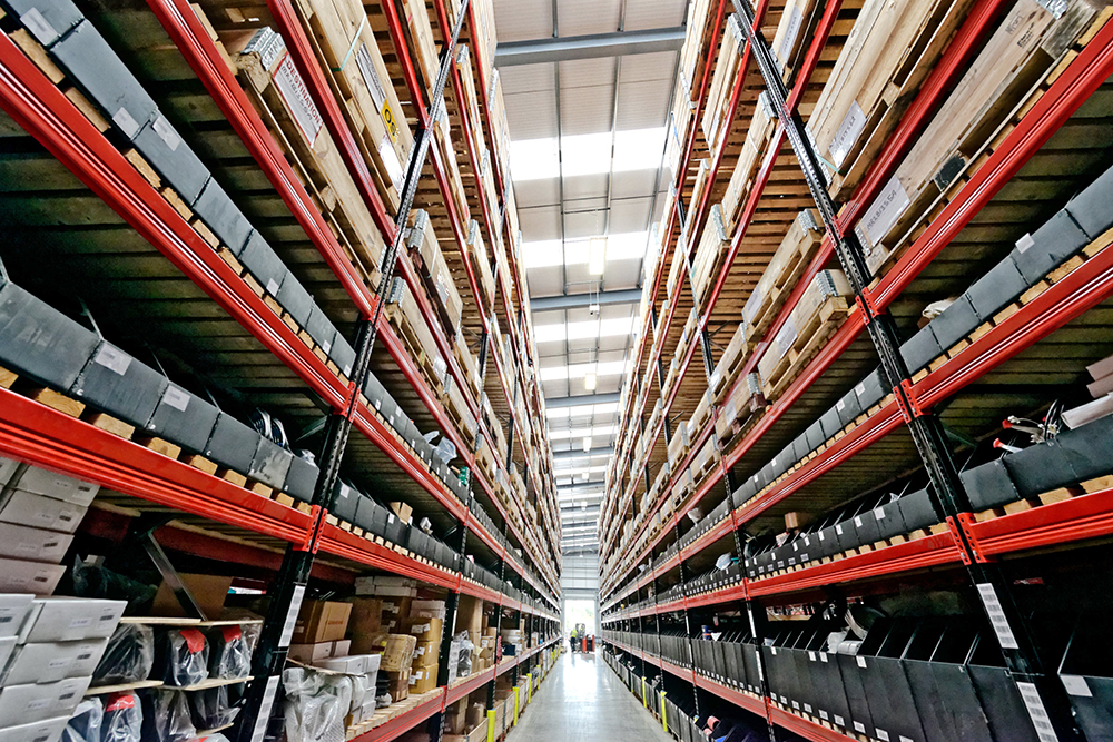 Trays containing some of the thousands of individual parts stored at Terex’s Dungannon Business Park parts facility  