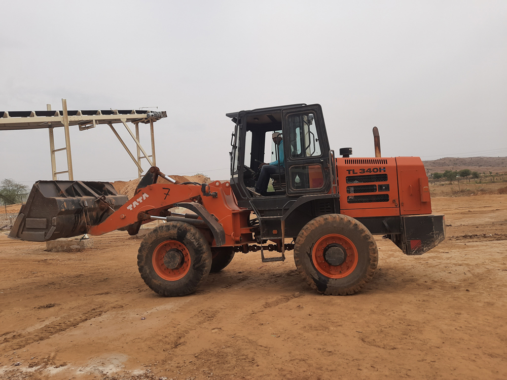 A Tata Hitachi wheeled loader at the new LSC Infratech site in Rajasthan 