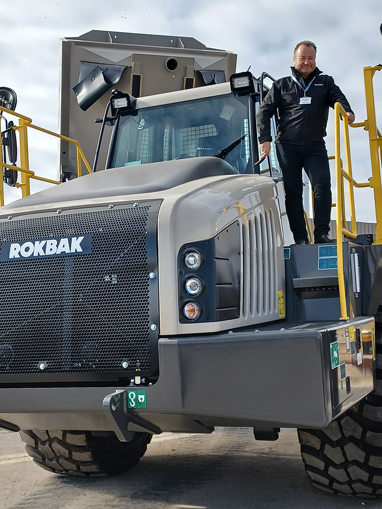 Rokbak MD Paul Douglas with a hauler in the new ‘Sand’ livery