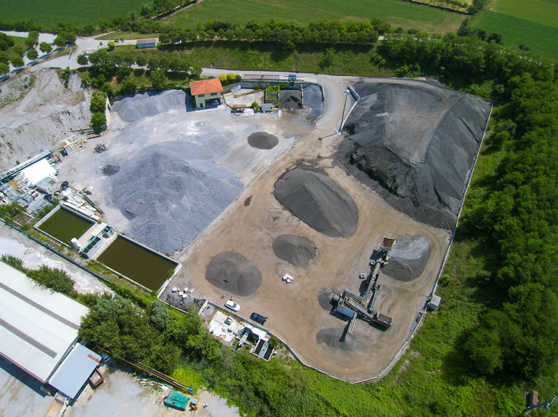 The plan picture shows how Vezzola quarries protect the locale through landscaping, planting and using the natural environment