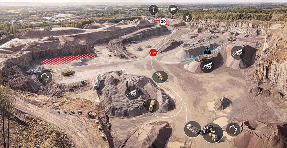 Volvo CE’s Connected Map solution provides a visualised site overview for all machines