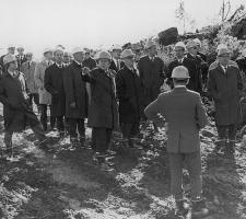 Matti Kilpinen points out the location of the new Tampella factory in 1971