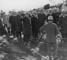 Matti Kilpinen points out the location of the new Tampella factory in 1971