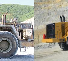 Cat 992D (left) work and the new 993K (right)