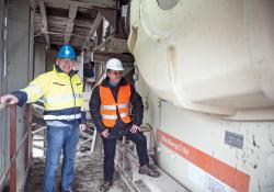 Udo Noss and Werner Kruse with Metso's C150 jaw crusher 