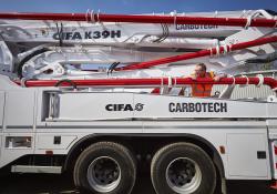 Tom Baker with CIFA truck-mounted concrete pump