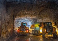 Volvo CE machines in the Jangchimi limestone quarry