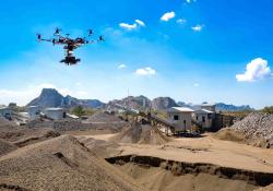 drone over a quarry site