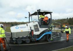 HRH The Duke of Cambridge tries out a paving machine at the new centre