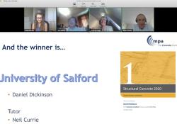 The University of Salford got their prize at the virtual awards ceremony