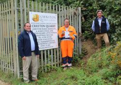 OCA success. Pictured from left to right: Gavin Brain of EMPI Awards, Steve Johnson and Mike Phillips at Creeton Quarry