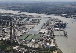 An aerial view of Tilbury Docks 