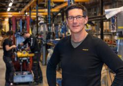 Stig Engström at the Engcon factory that manufactures tiltrotators for excavators