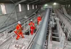 Martin Engineering technicians recently installed conveyor belt cleaners at a lime works operated by Singleton Birch