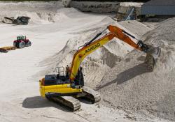 The Doosan DX300LC-7 excavator in operation at the Great Wilbraham chalk quarry