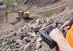  The remote control system enables excavating operations to restart quickly after disruptive processes such as blasting at quarries