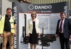 Dando Drilling International has unveiled its Infinity drilling rig range. Pictured from left to right are Mark Jones, Dando MD; Lord-Lieutenant Susan Pyper; and Mark Slater, Dando chairman