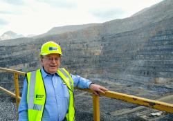 Jim O’Brien pictured during a visit to Stevin Rock’s Khor Khuwair 60 million tonnes/year quarry in the United Arab Emirates, the largest limestone quarry in the world