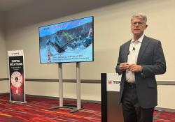 John Garrison speaking during the Terex Materials Processing business press conference at CONEXPO/CON-AGG 2023