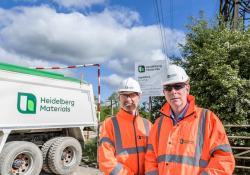 James Whitelaw (right), Heidelberg Materials recycling MD, and Richard Wilcock, recycling director, at the Appleford site