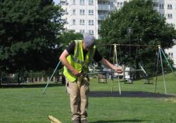 Small cores of soil were collected across 25 different cities from open areas such as parks and gardens. Pic: BGS UKRI